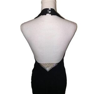Vintage Frederick's of Hollywood Open Back Bedazzled Crystal Halter Maxi